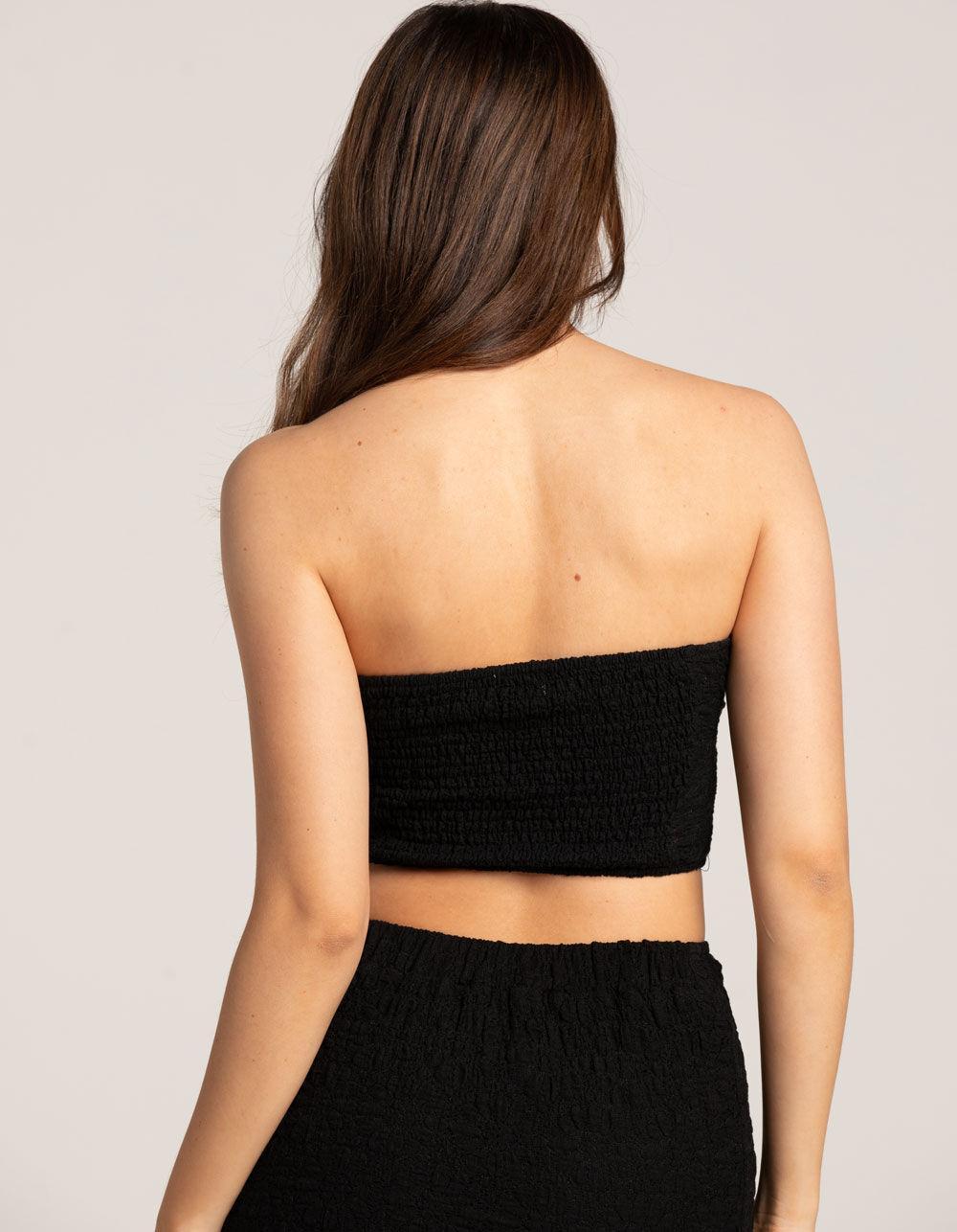 WEST OF MELROSE Textured Womens Tube Top - BLACK Product Image