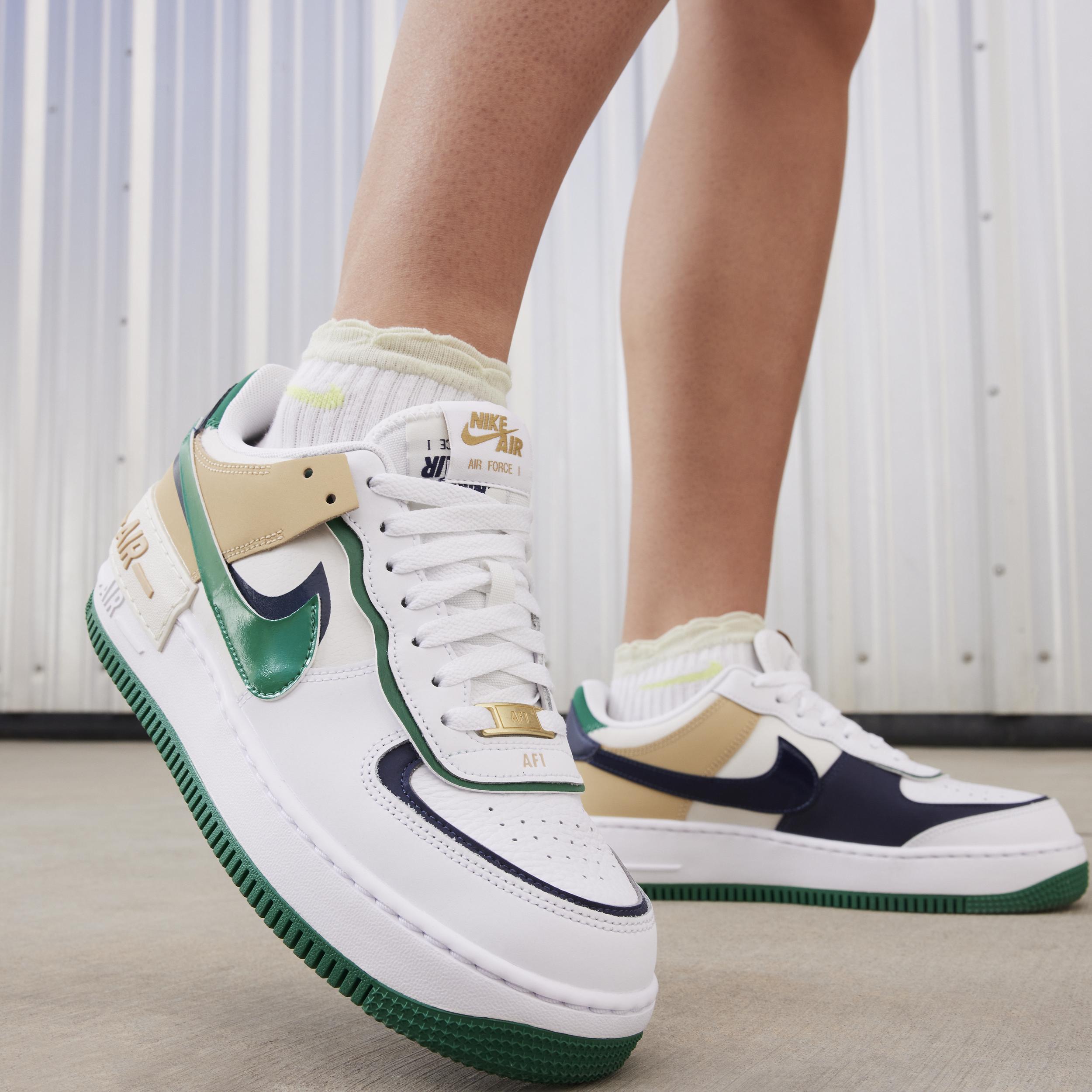 Nike Womens Nike Air Force 1 Shadow - Womens Shoes White/Midnight Navy/Malachite Product Image