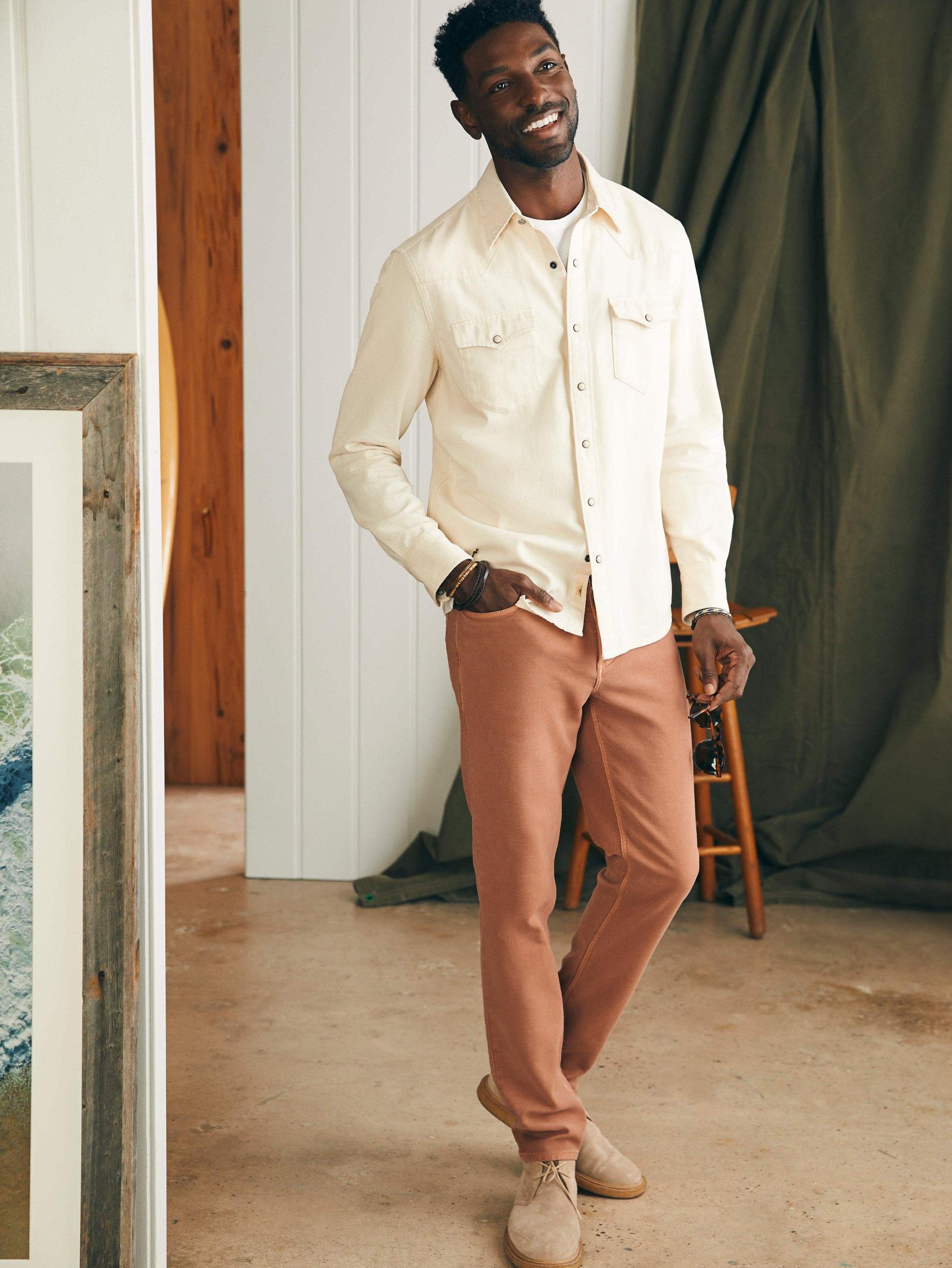 Stretch Terry 5-Pocket Athletic Fit Pant (32" Inseam) - Mesa Red Male Product Image