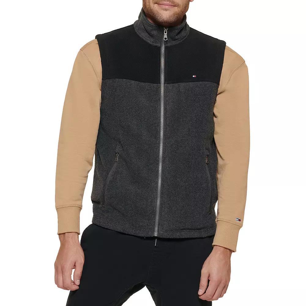 Big & Tall Tommy Hilfiger Fleece Vest with Stand Collar, Men's, Size: Large Tall, Black Product Image