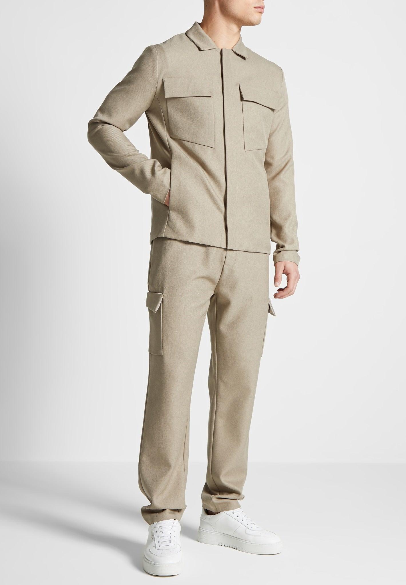 Angular Pocket Overshirt - Beige / Beige / MAN2872-06 Product Image