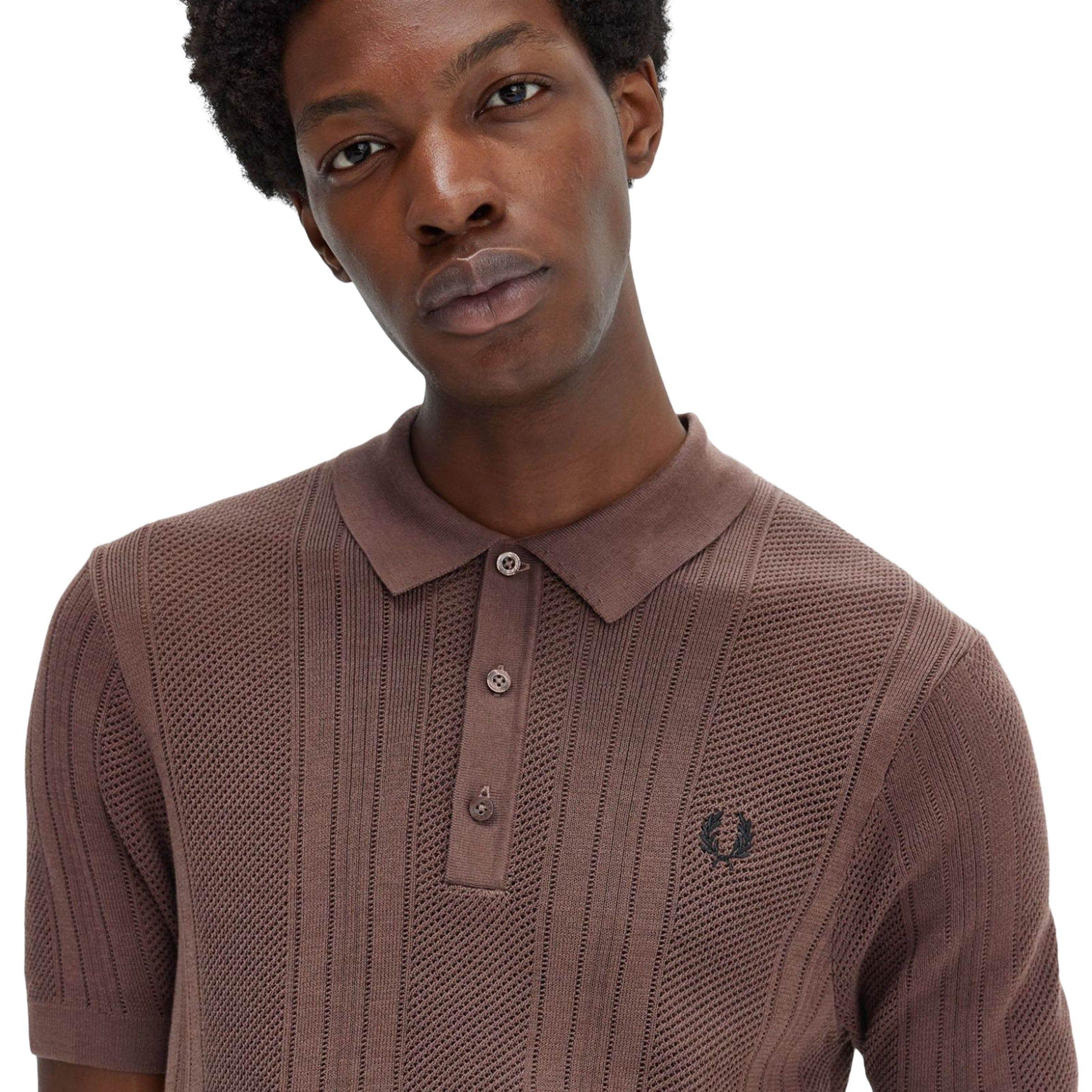 COTTON CROCHET KNIT POLO SHIRT Product Image