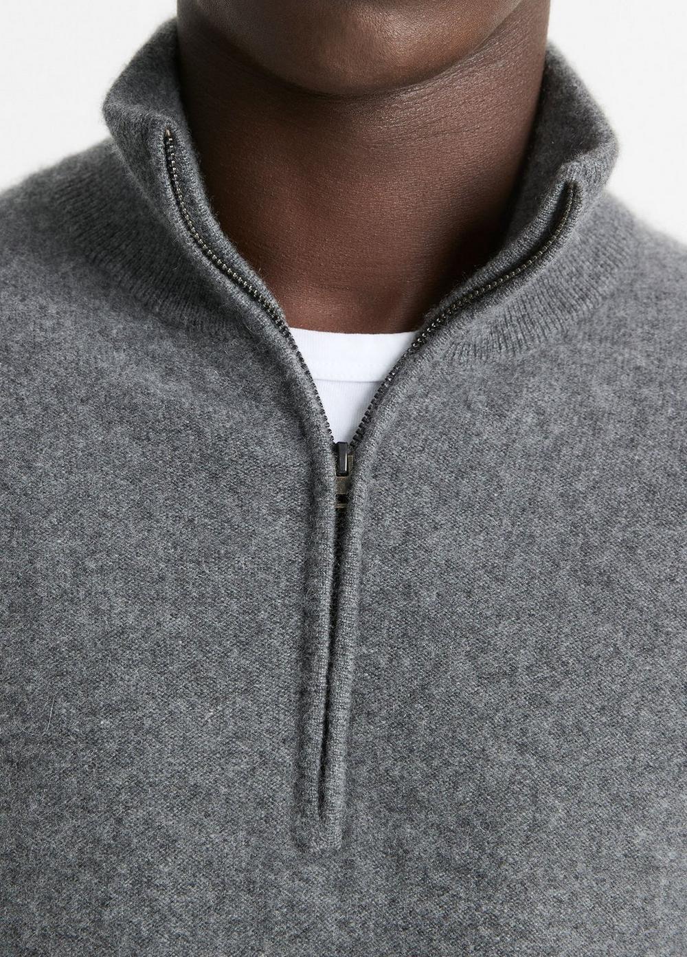Mens Plush Cashmere Quarter-Zip Sweater, Beluga Blue, Size M Vince Product Image