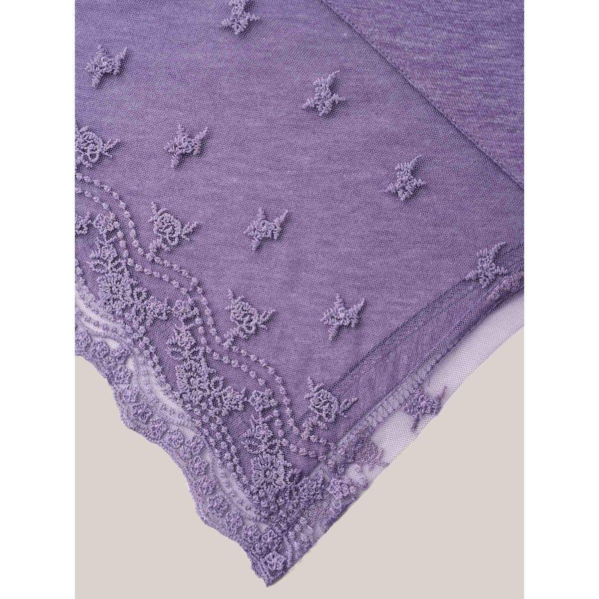 Plus Size Notched Collar Sheer Lace Hi-Low Hem Vest Women Mauve Elegant Patchwork Notched collar Everyday Tank Tops Camis BloomChic 26/4X Product Image