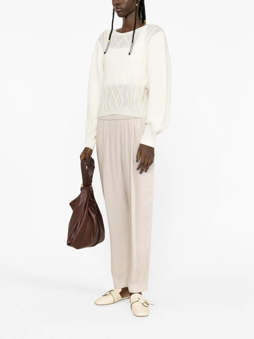 FABIANA FILIPPI Cable-knit Wool-blend Jumper In White Product Image