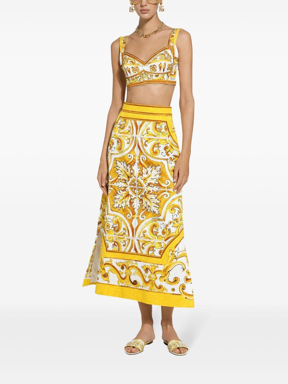 Majolica-print cotton crop top Product Image
