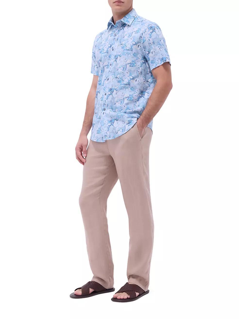 Orson Abstract Cotton-Linen Button-Front Shirt Product Image