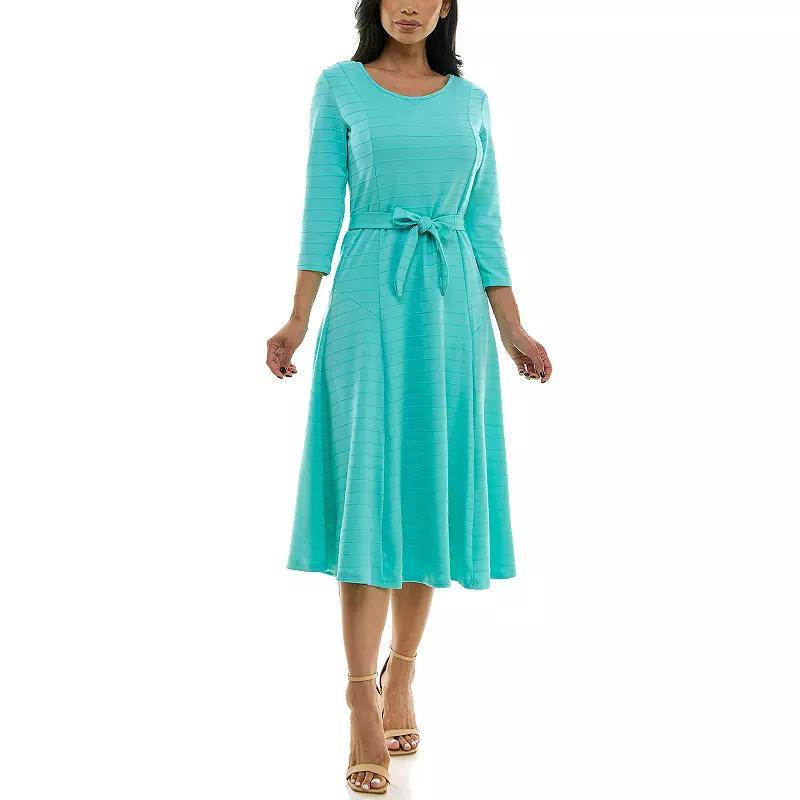 Women's Nina Leonard Sylvia Jaquard 3/4-Sleeve Jewel Dress, Size: Small, Grey Product Image