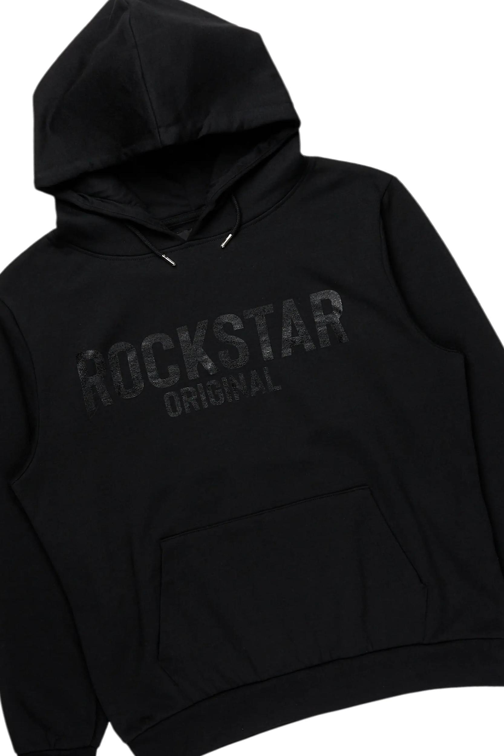 Sana Black Hoodie/Stack Flare Track Pant Set Male Product Image