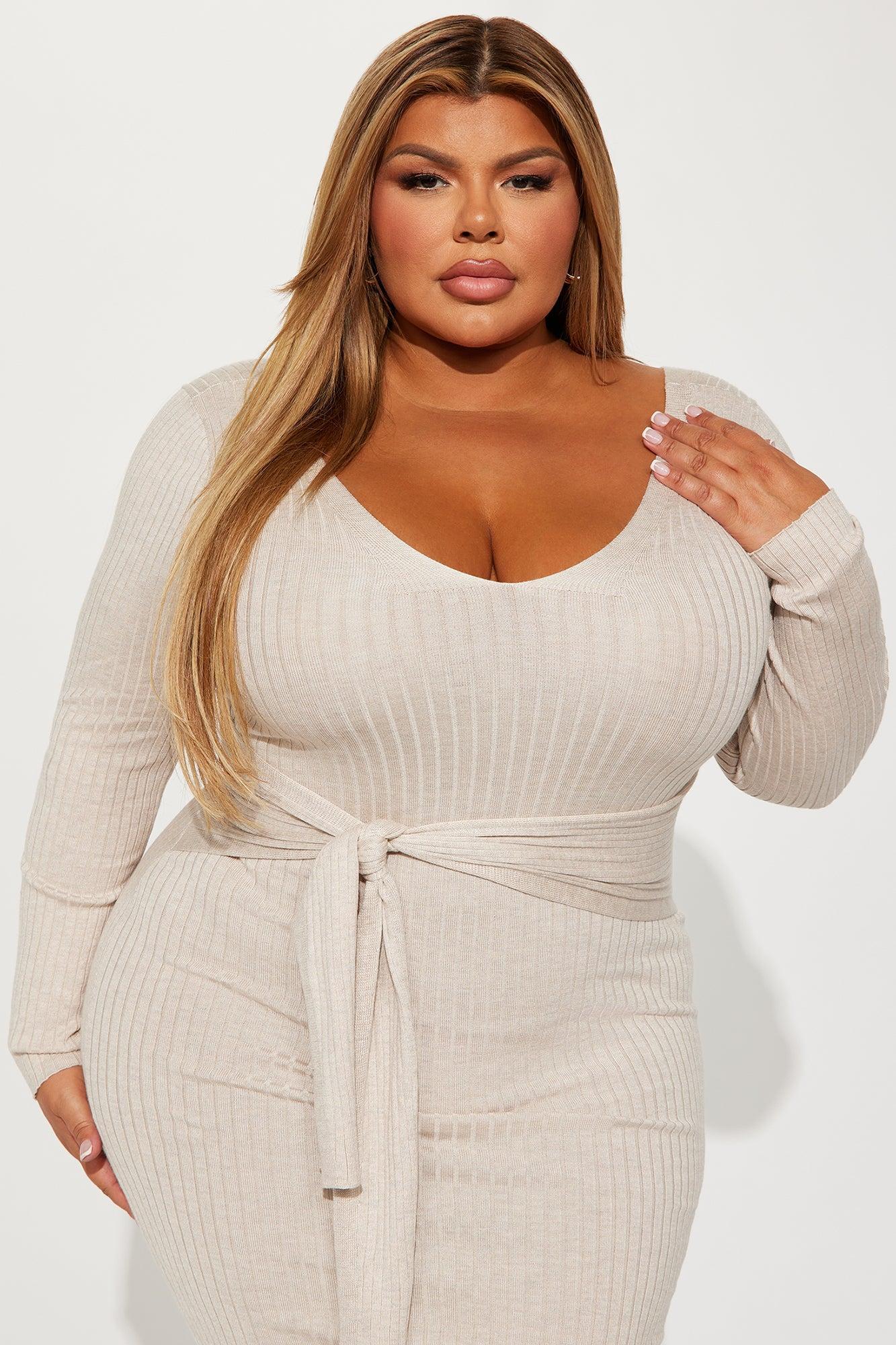 Marisa Sweater Midi Dress - Oatmeal Female Product Image