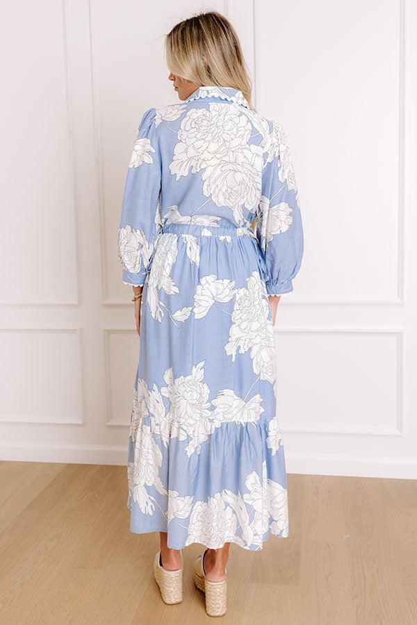 Bistro Bound Floral Midi Dress in Sky Blue Product Image