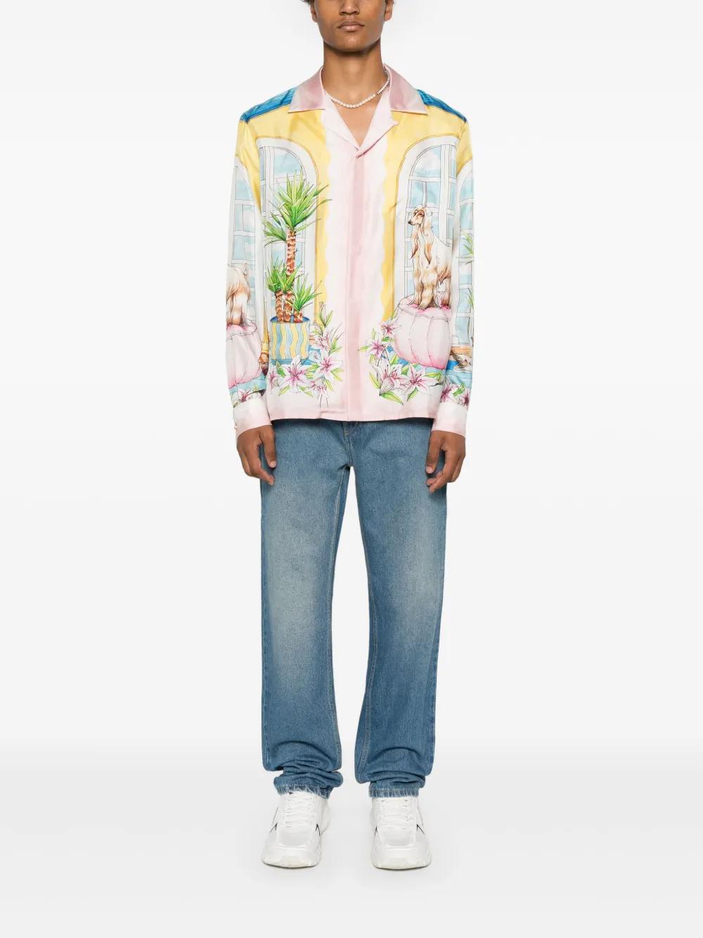 Apartement-print silk shirt Product Image
