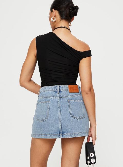 Nickei Denim Mini Skirt Light Wash Tall Product Image