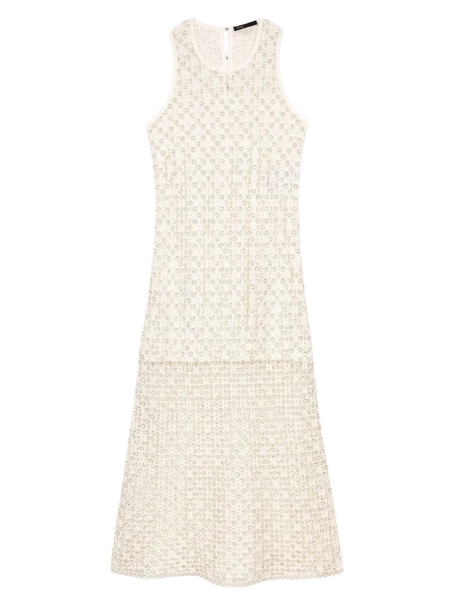 Womens Beaded Crochet Maxi Dress Product Image