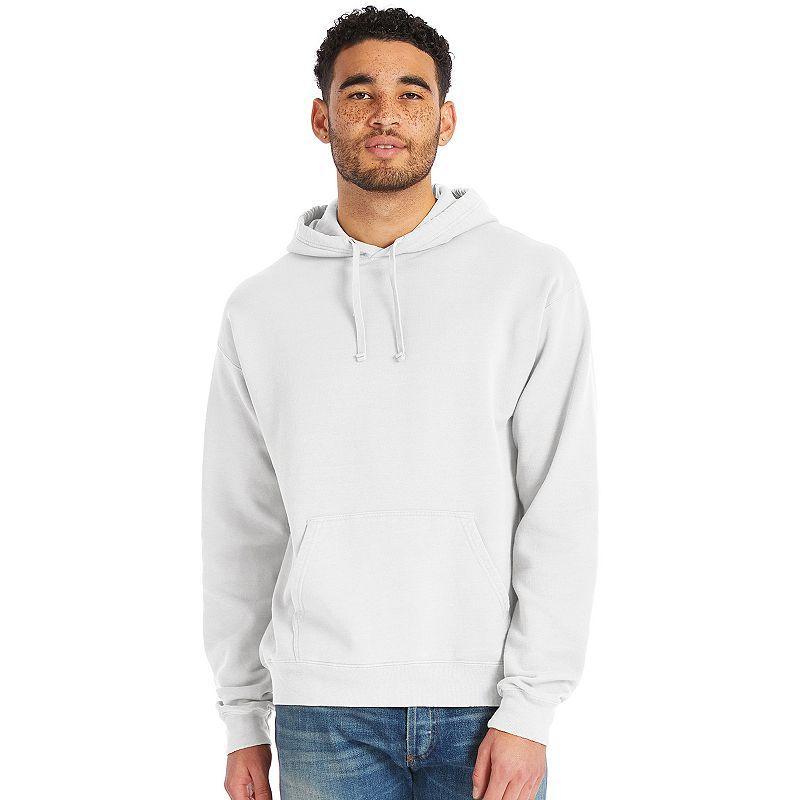 Hanes Mens Garment Dyed Fleece Hoodie Concrete Gray L Product Image