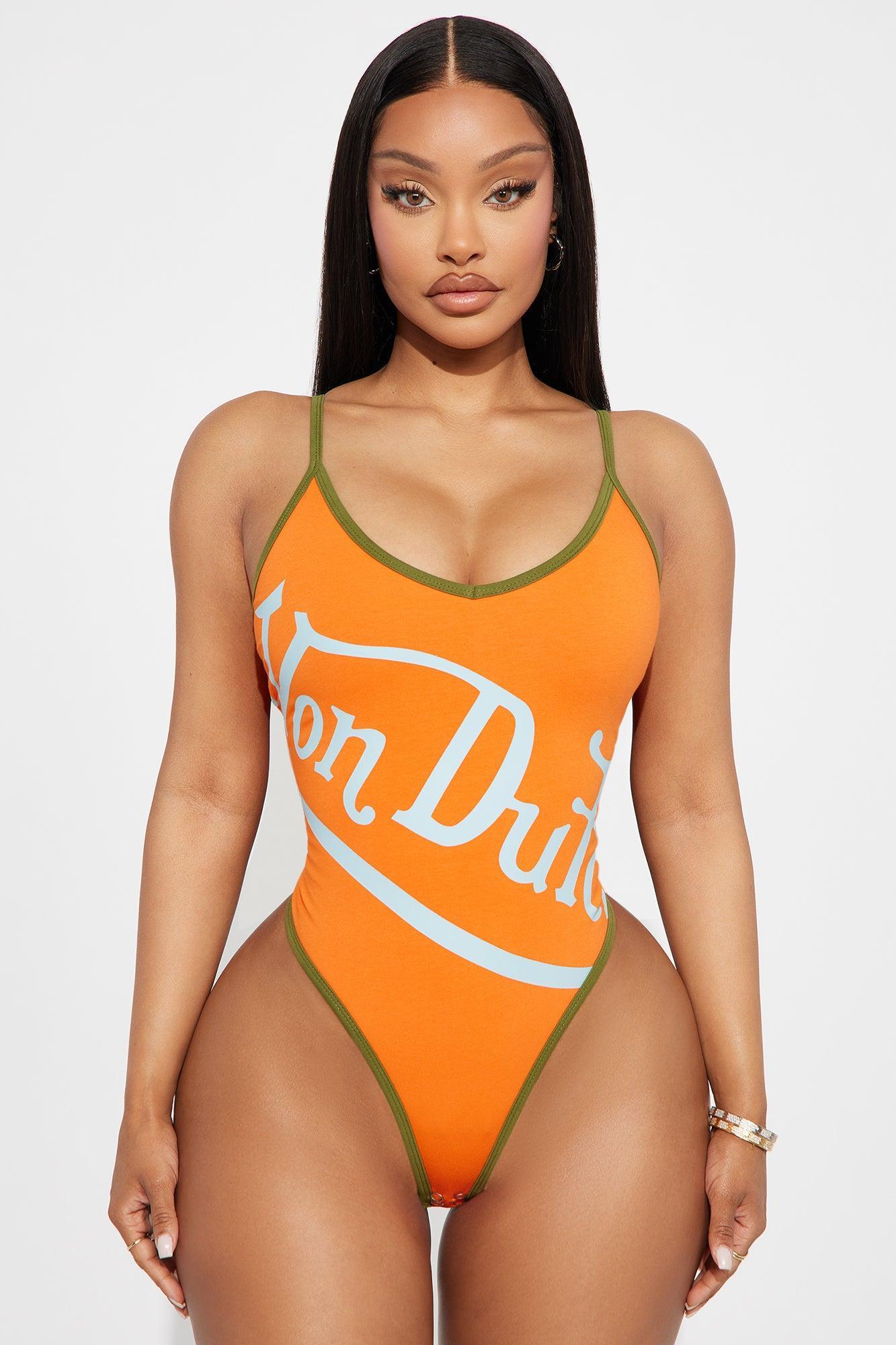 Von Dutch Crossover Bodysuit - Orange/combo Product Image