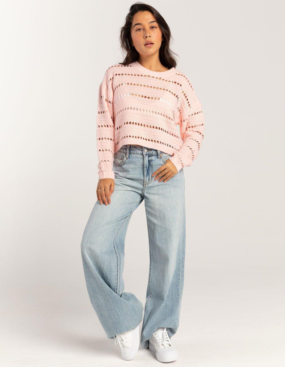 RSQ Womens Open Stitch Cropped Sweater Product Image
