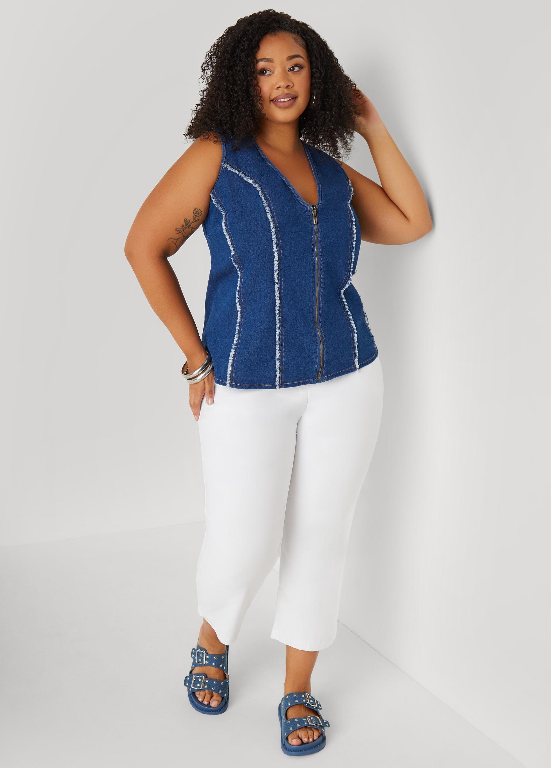Frayed Denim Top Product Image