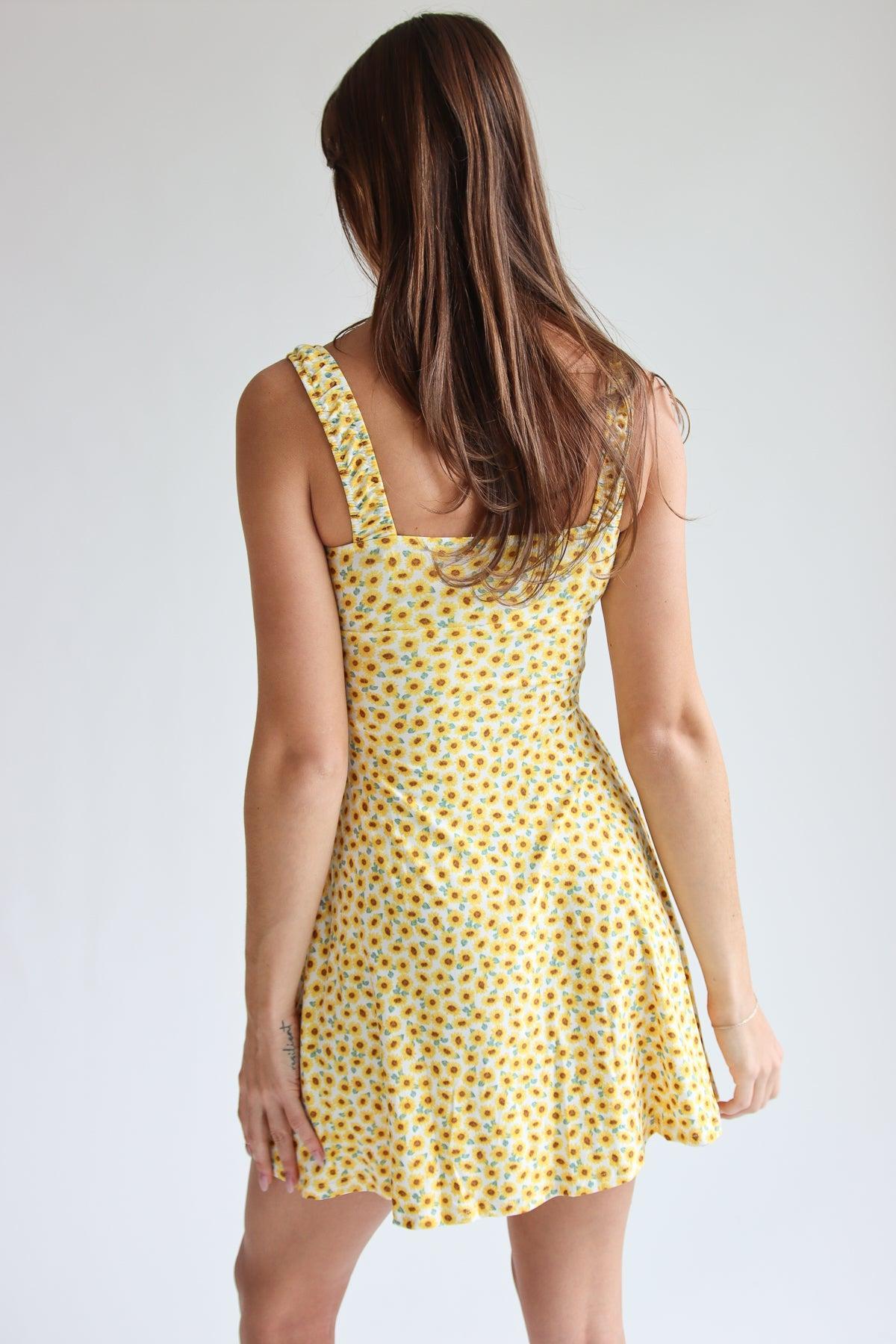 Yellow Sunflower Mini Dress Product Image