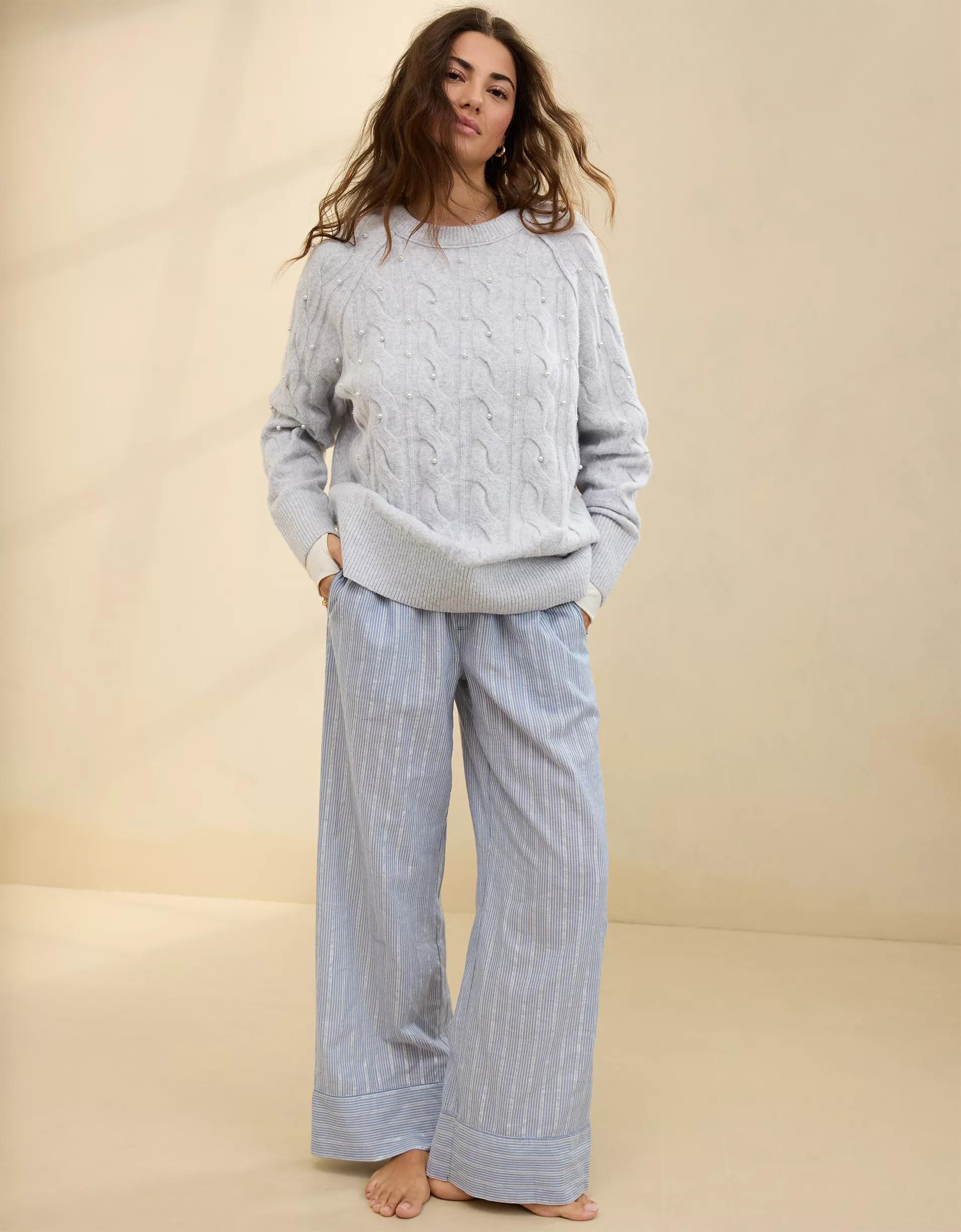 Aerie unREAL Cable Pearl Crew Sweater Product Image
