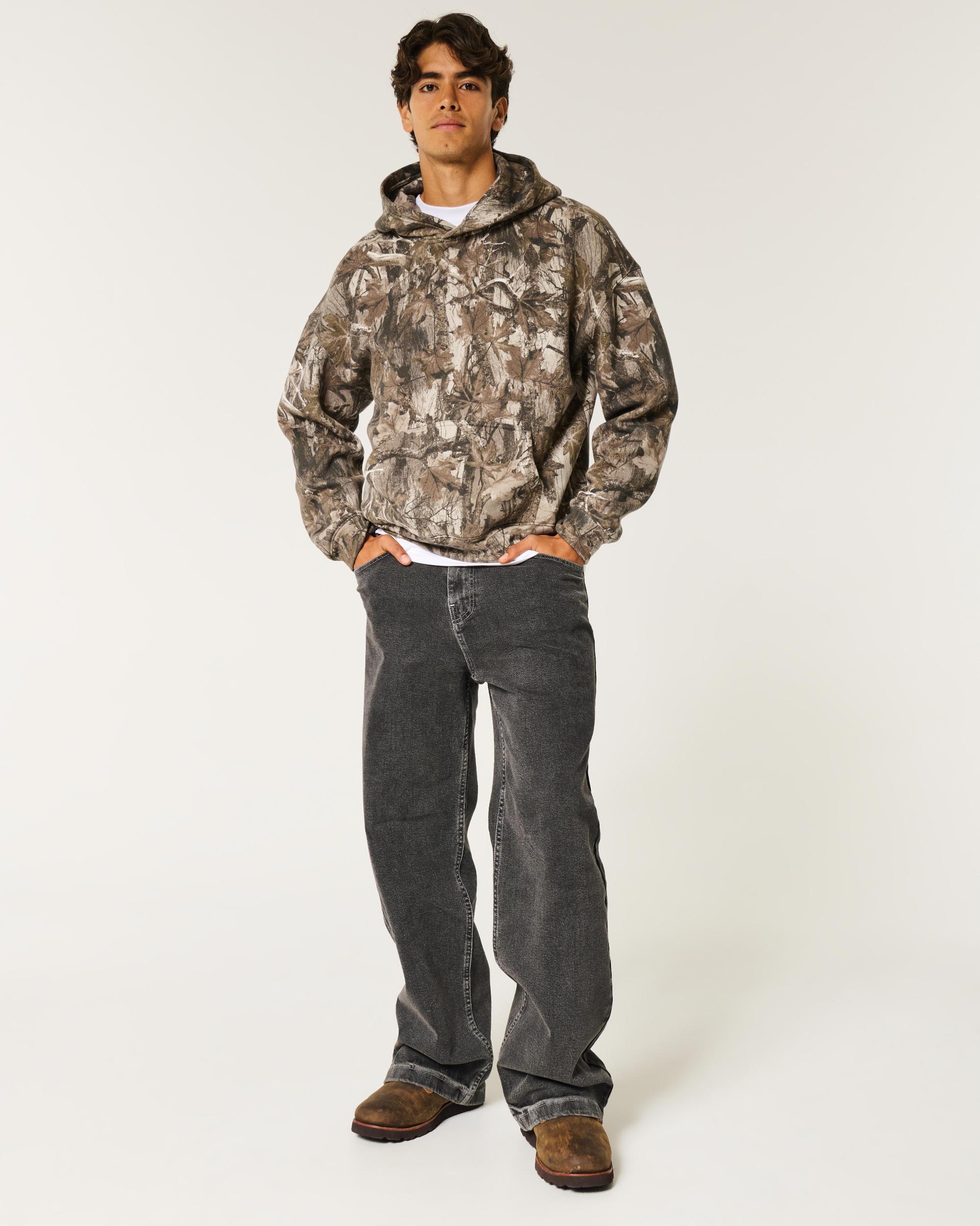 Hollister Feel Good Fleece Boxy Camo Hoodie Product Image