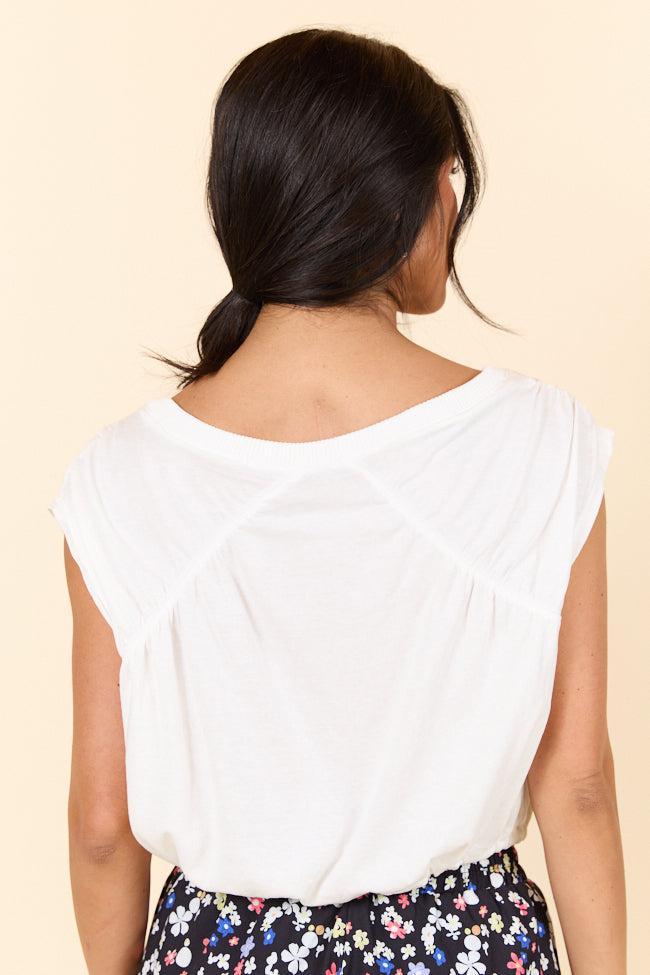 Back Me Up Cap Sleeve Drawstring Waist Knit Top Product Image