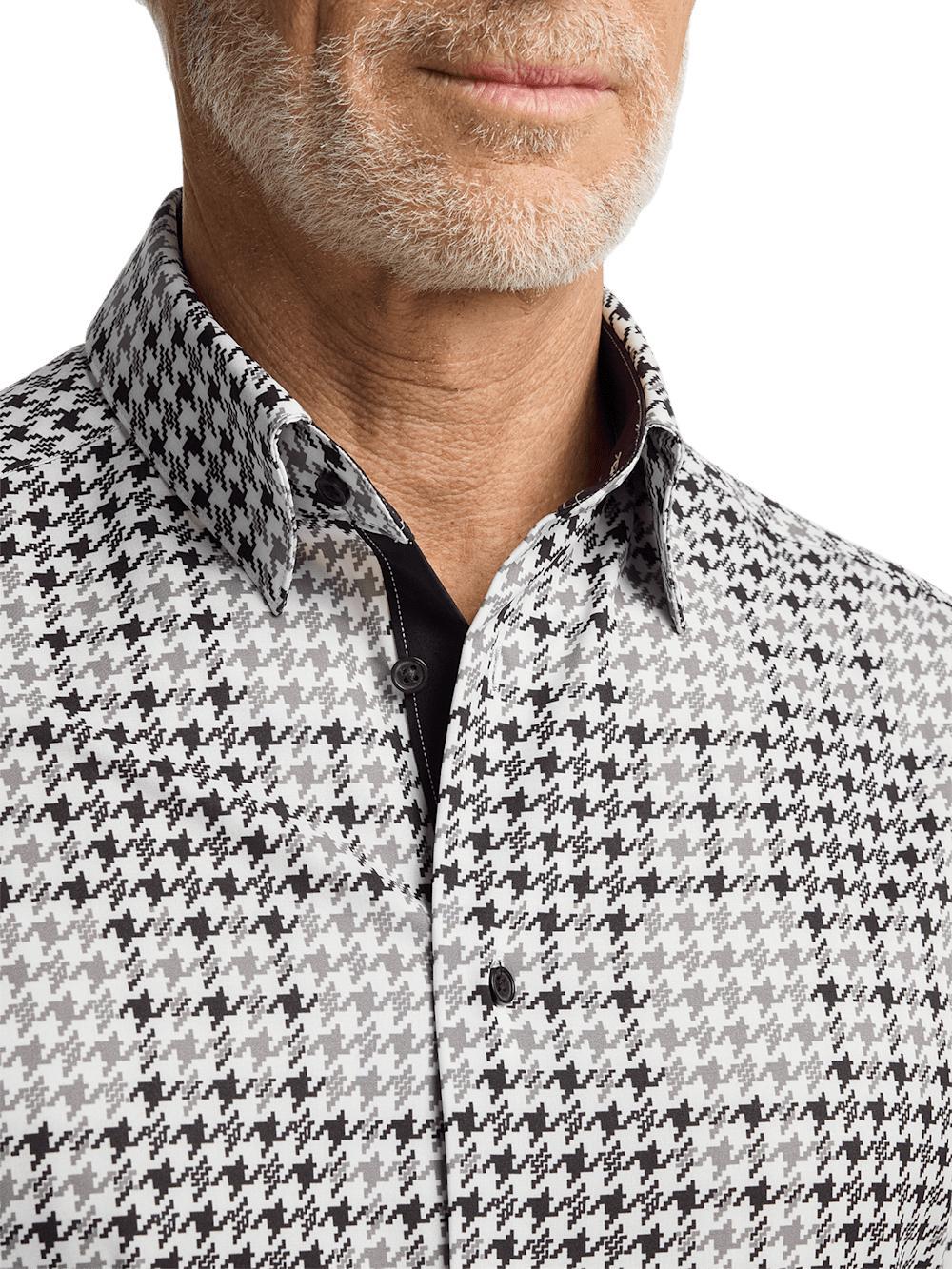 Performance Stretch Houndstooth Casual Shirt - Black/grey Product Image