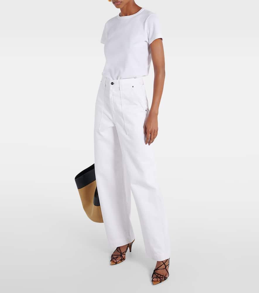 KHAITE Womens White Mae Brand-patch Cotton-jersey T-shirt In Cream Product Image