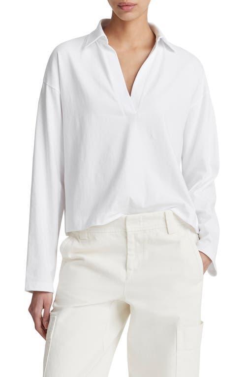 Vince Cotton Long Sleeve V Neck Top Product Image