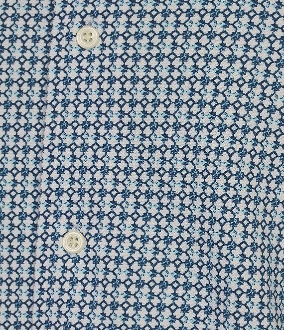 Cremieux Blue Label Geo Print Knit Oxford Short Sleeve Woven Shirt Product Image