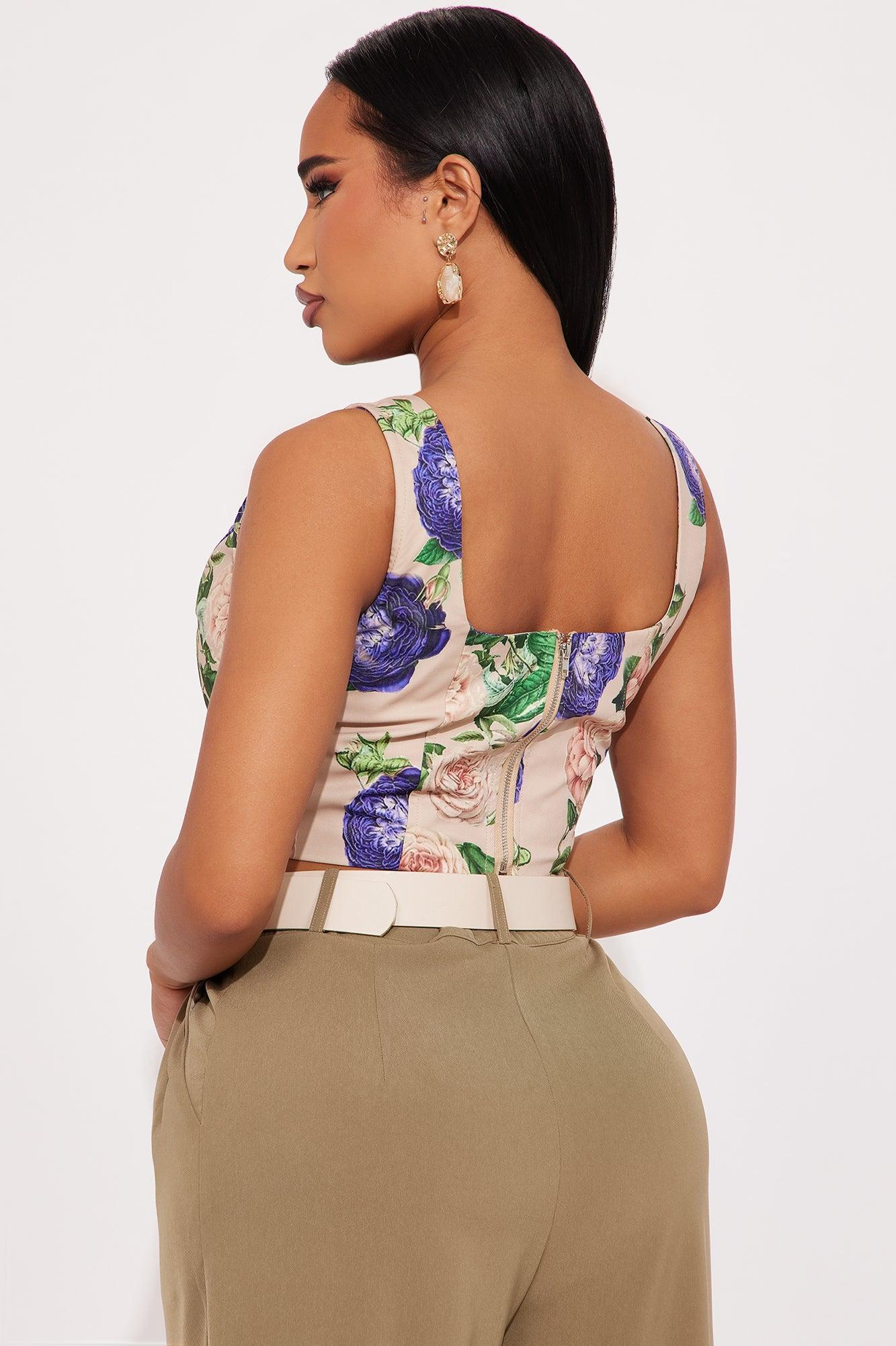Garden In Full Bloom Corset Top - Taupe/combo Product Image