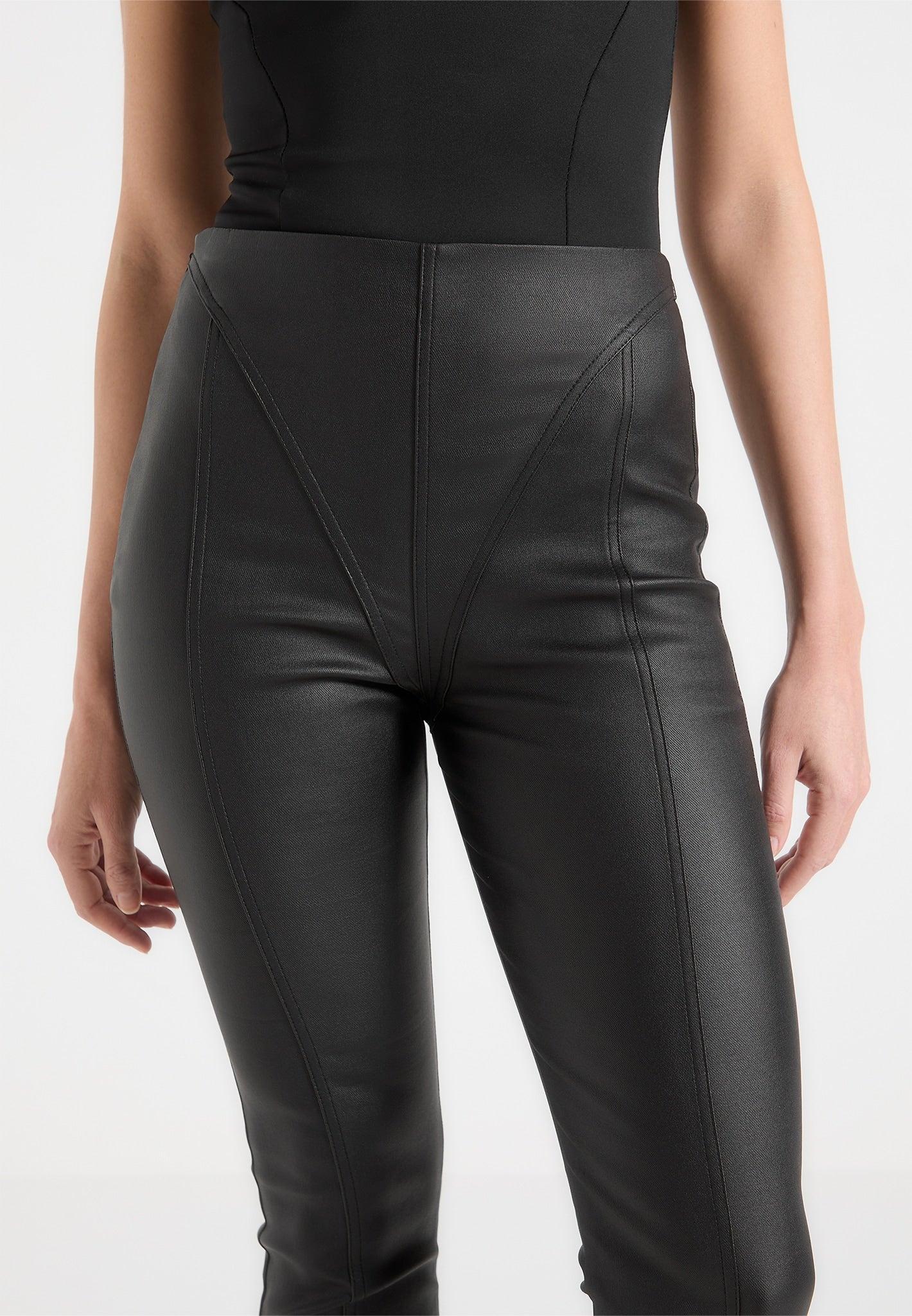 Wax Effect Fit and Flare Leggings - Black Female Product Image