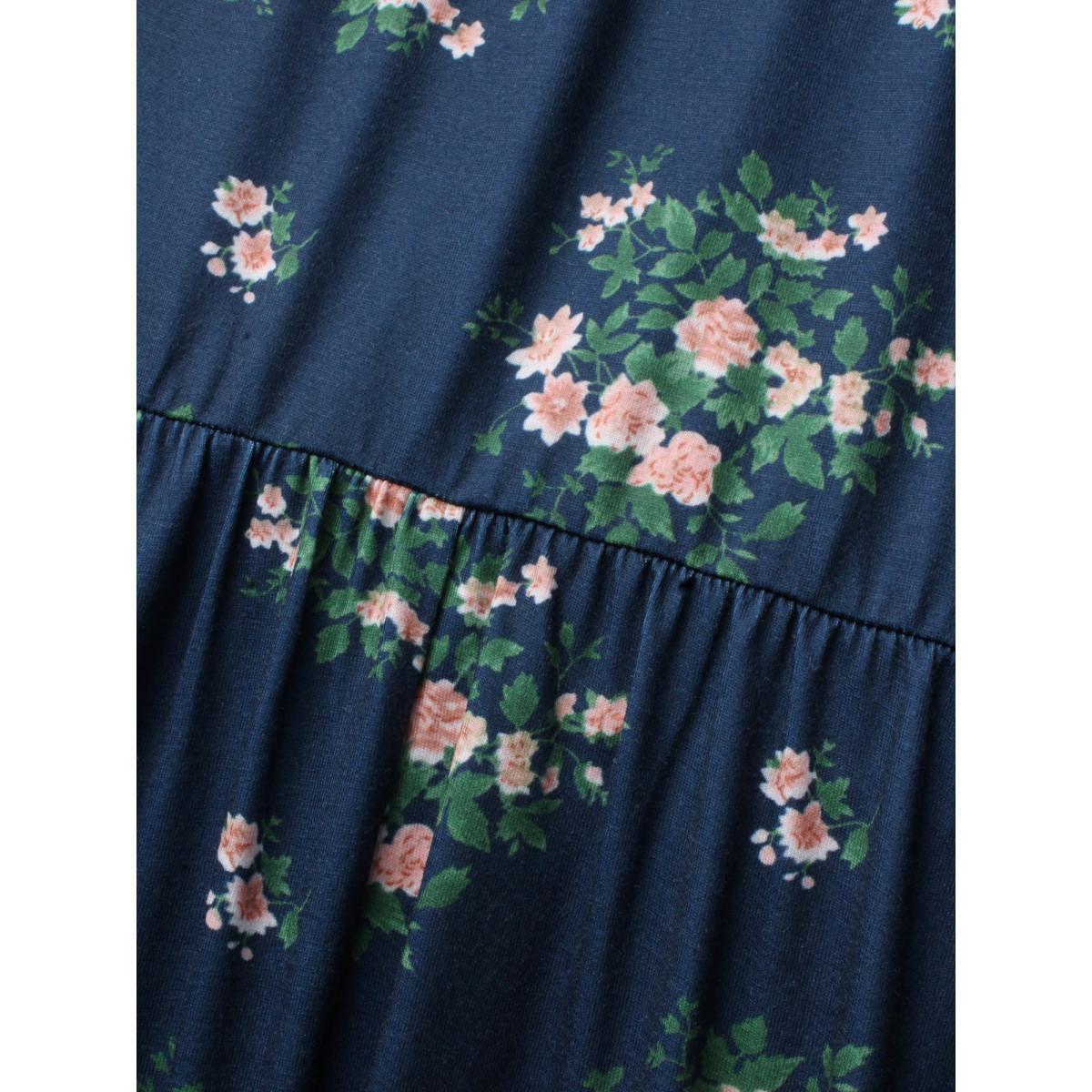 Plus Size Square Neck Floral Cut Out Dress Navy Women Elegant Cut-Out Square Neck Long Sleeve Curvy BloomChic 28/5X Product Image