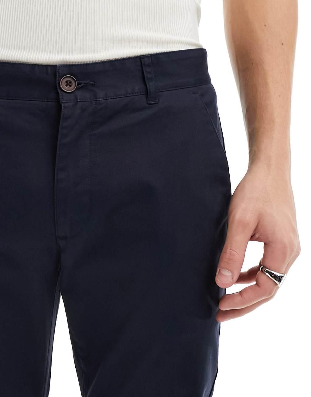 Farah Elm cotton mix chino twill pants in navy Product Image