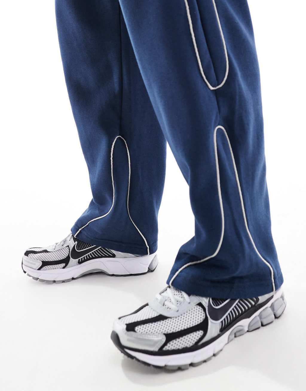 Bershka piped wide leg sweatpants in blue - part of a set Product Image