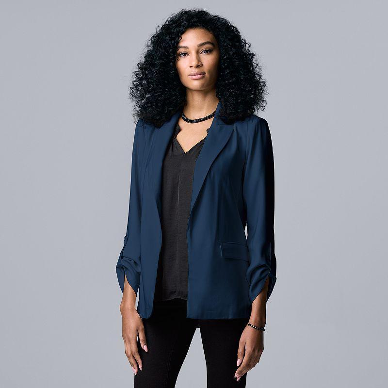 Petite Simply Vera Vera Wang Roll-Tab Easy Blazer, Womens Product Image
