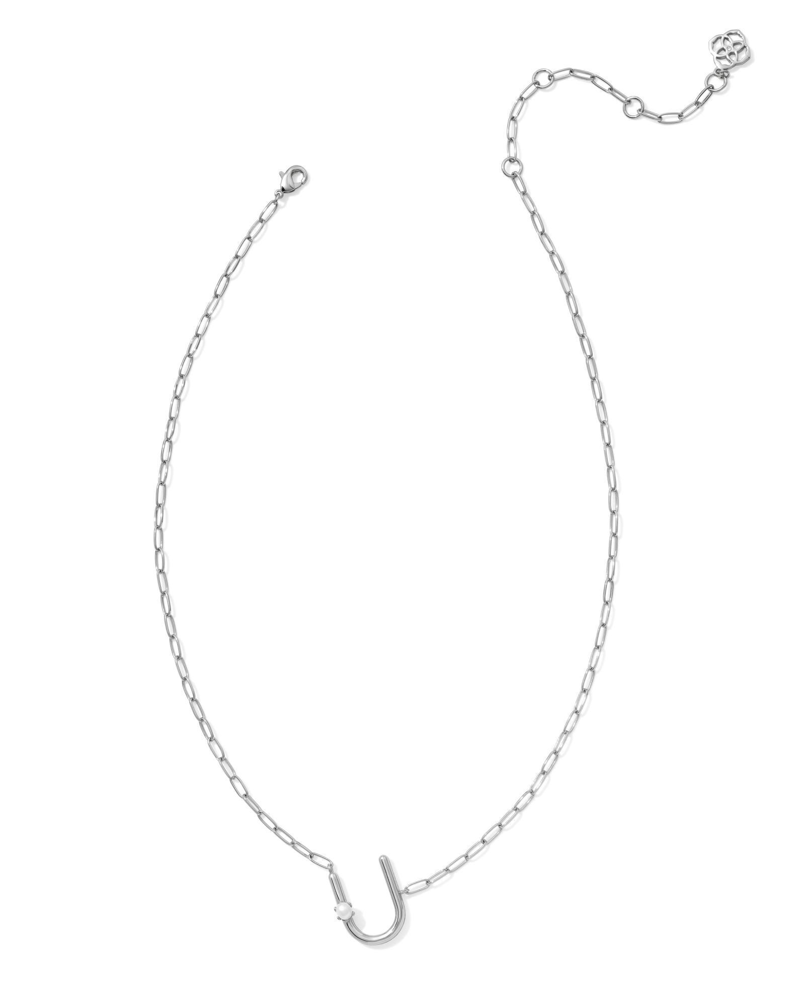 Pearl Silver Letter X Short Pendant Necklace in Freshwater Cultured Pearl Product Image