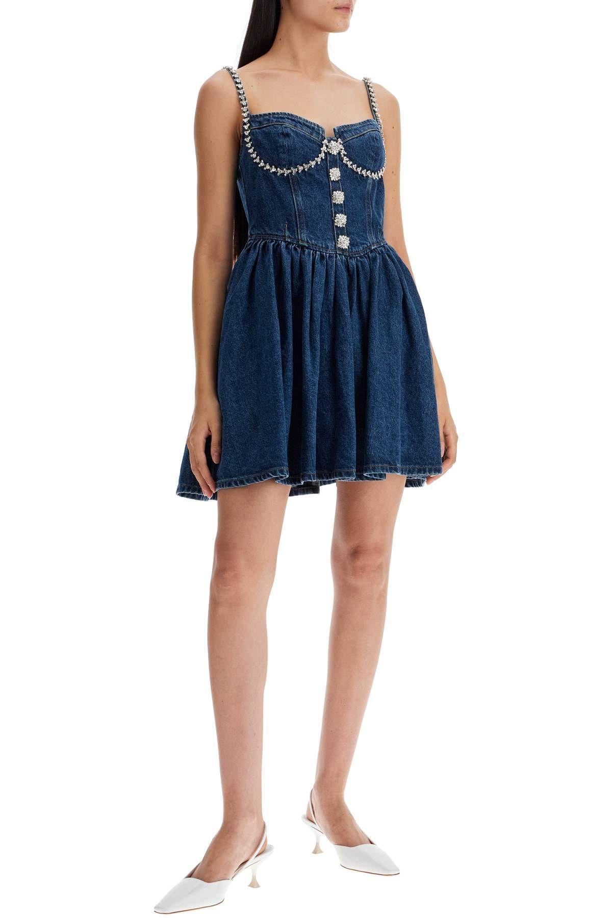 Embellished Denim Minidress In Blue Product Image