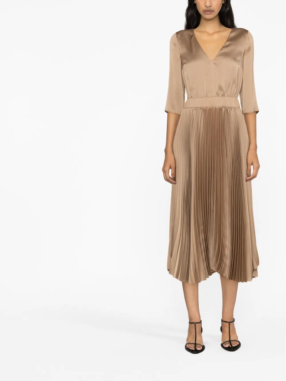 FABIANA FILIPPI Pleated Midi Dress In Cammello Product Image
