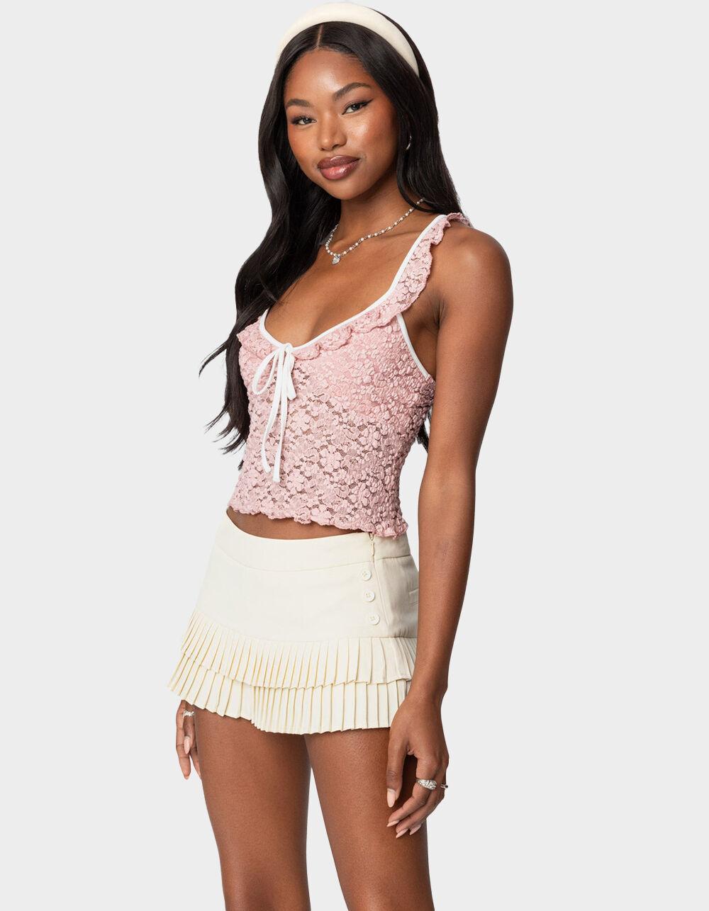 EDIKTED Contrast Sheer Lace Top Product Image