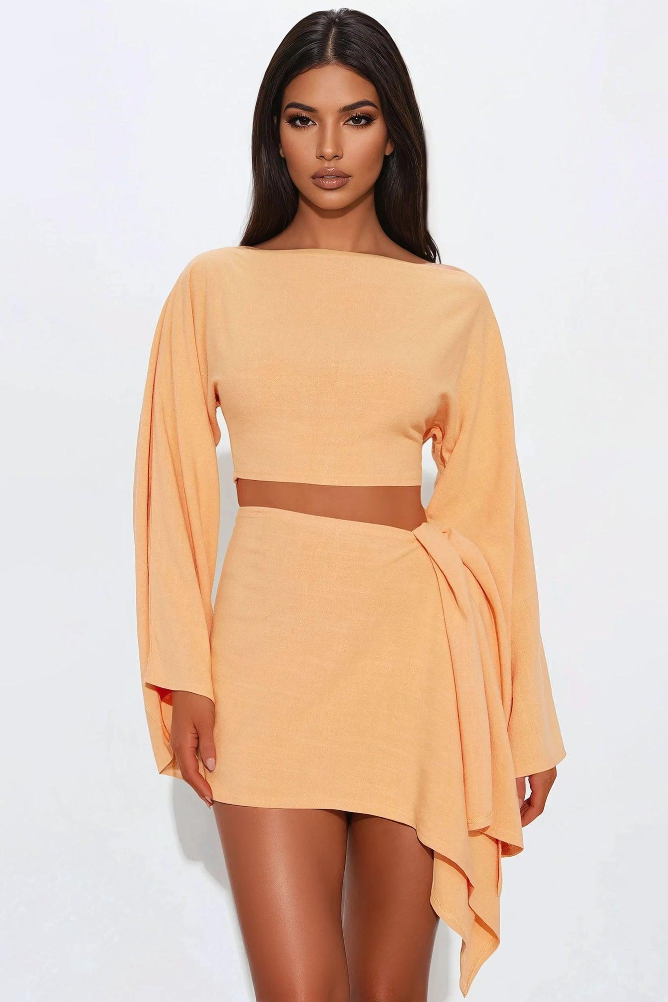 Summer Nights Linen Skirt Set - Peach Product Image