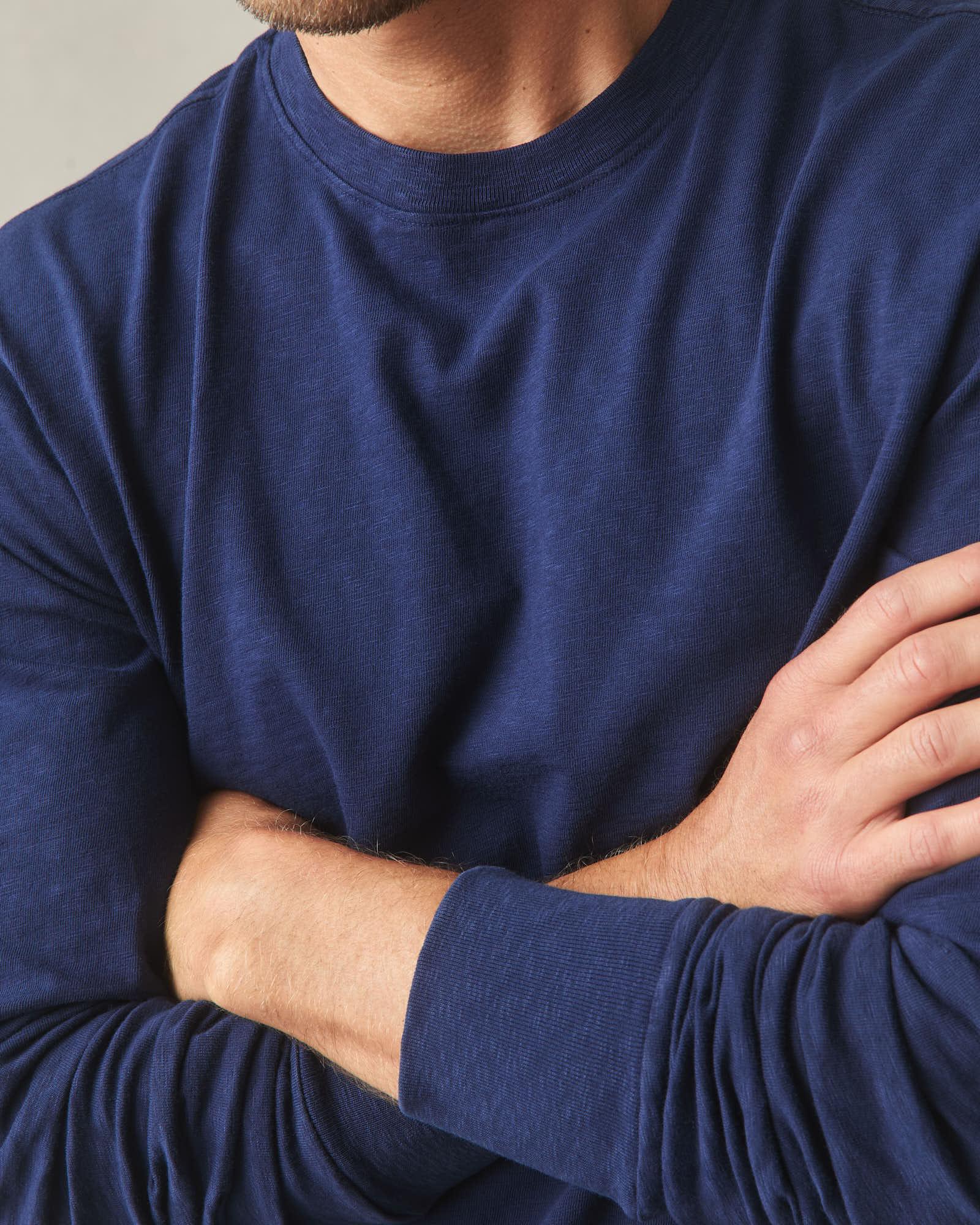 Men's Premium Slub Crew Tee Long Sleeve - Pageant Blue Product Image
