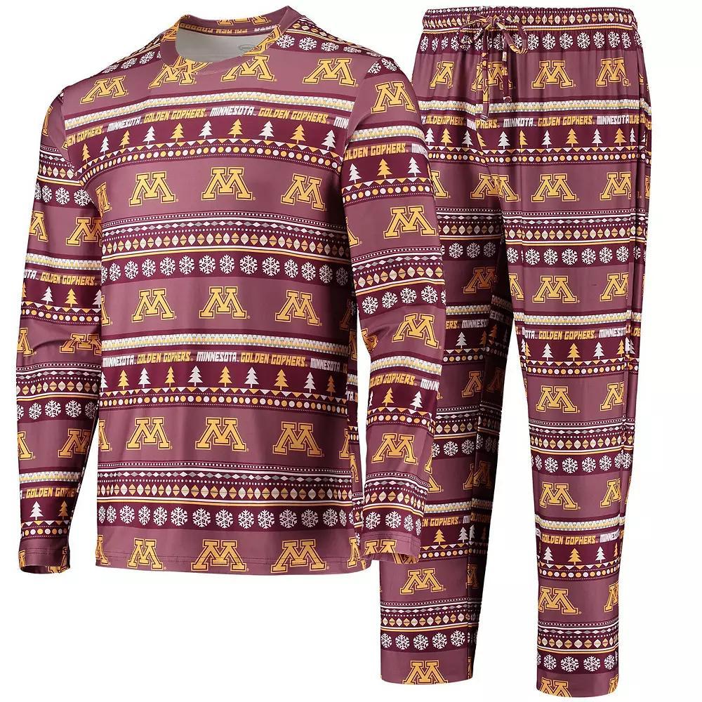 Men's Concepts Sport Maroon Minnesota Golden Gophers Ugly Sweater Long Sleeve T-Shirt and Pants Sleep Set, Size: Small, Red Product Image