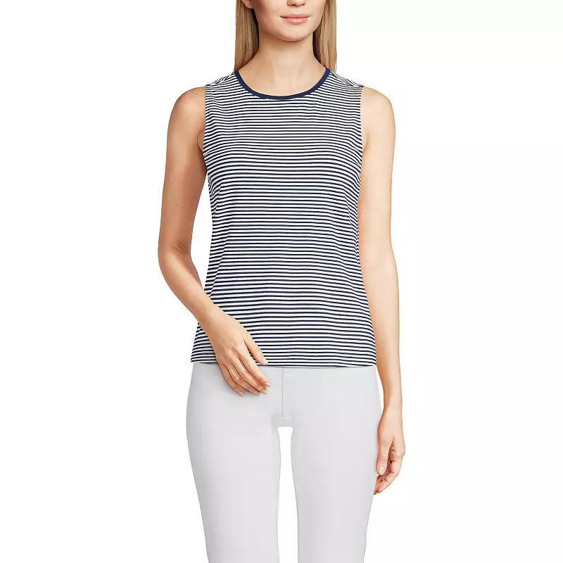 Women's Lands' End Lightweight Jersey Tank Top, Size: Large, Sweet Orange Stripe Product Image