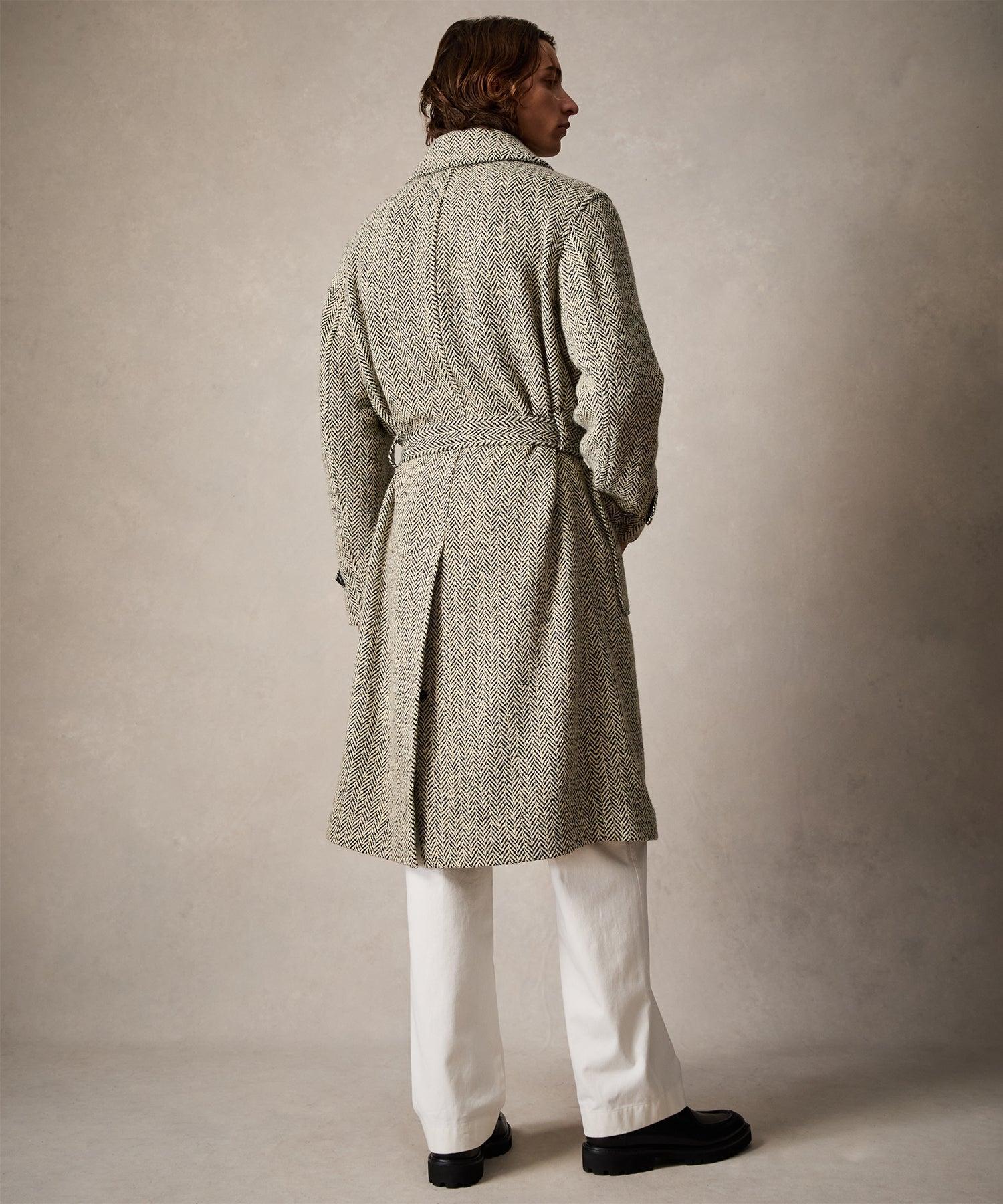 Oversized Herringbone Balmacaan in Cream Product Image