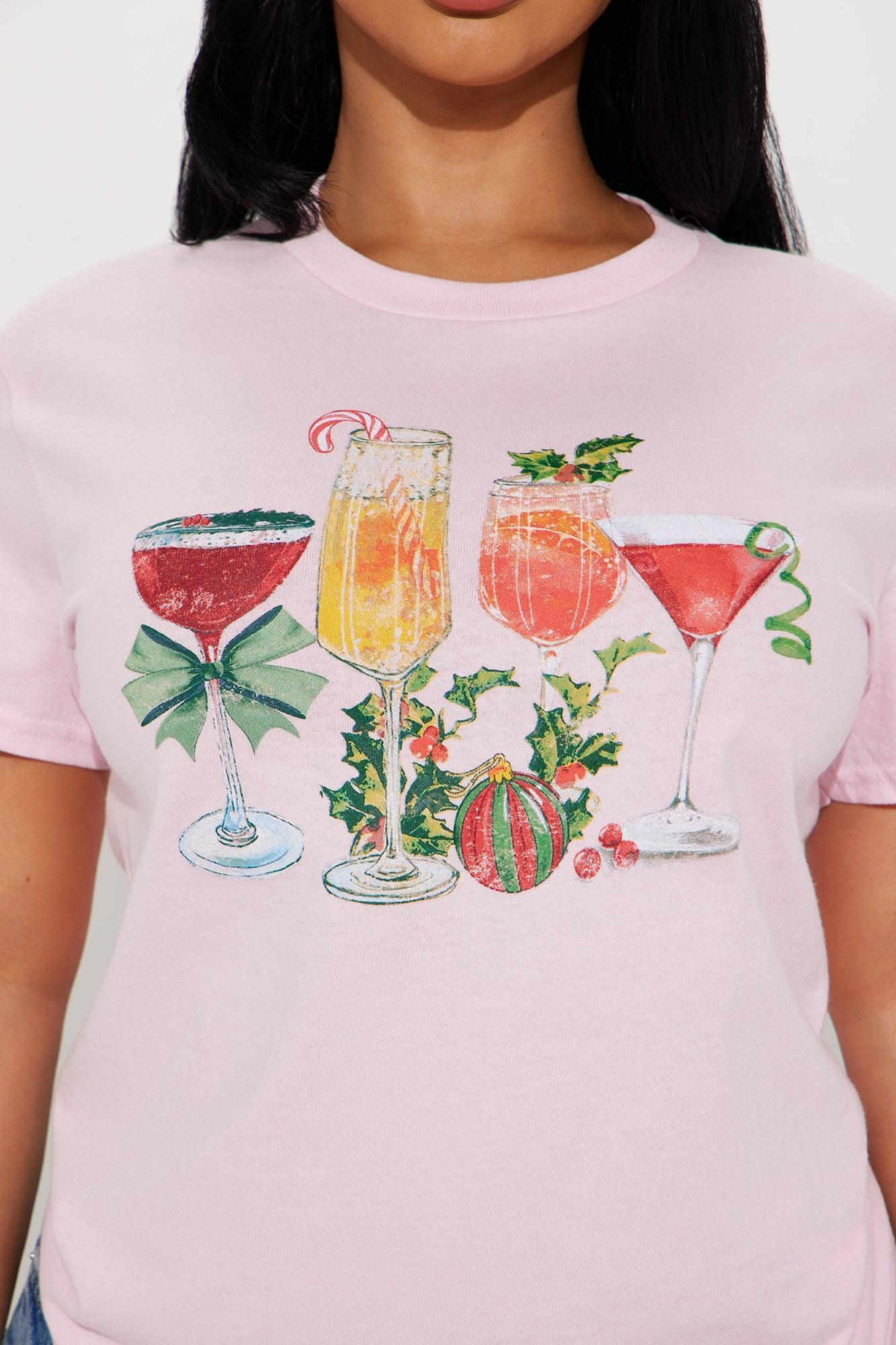 Have Yourself A Merry Little Cocktail Tee - Pink Product Image