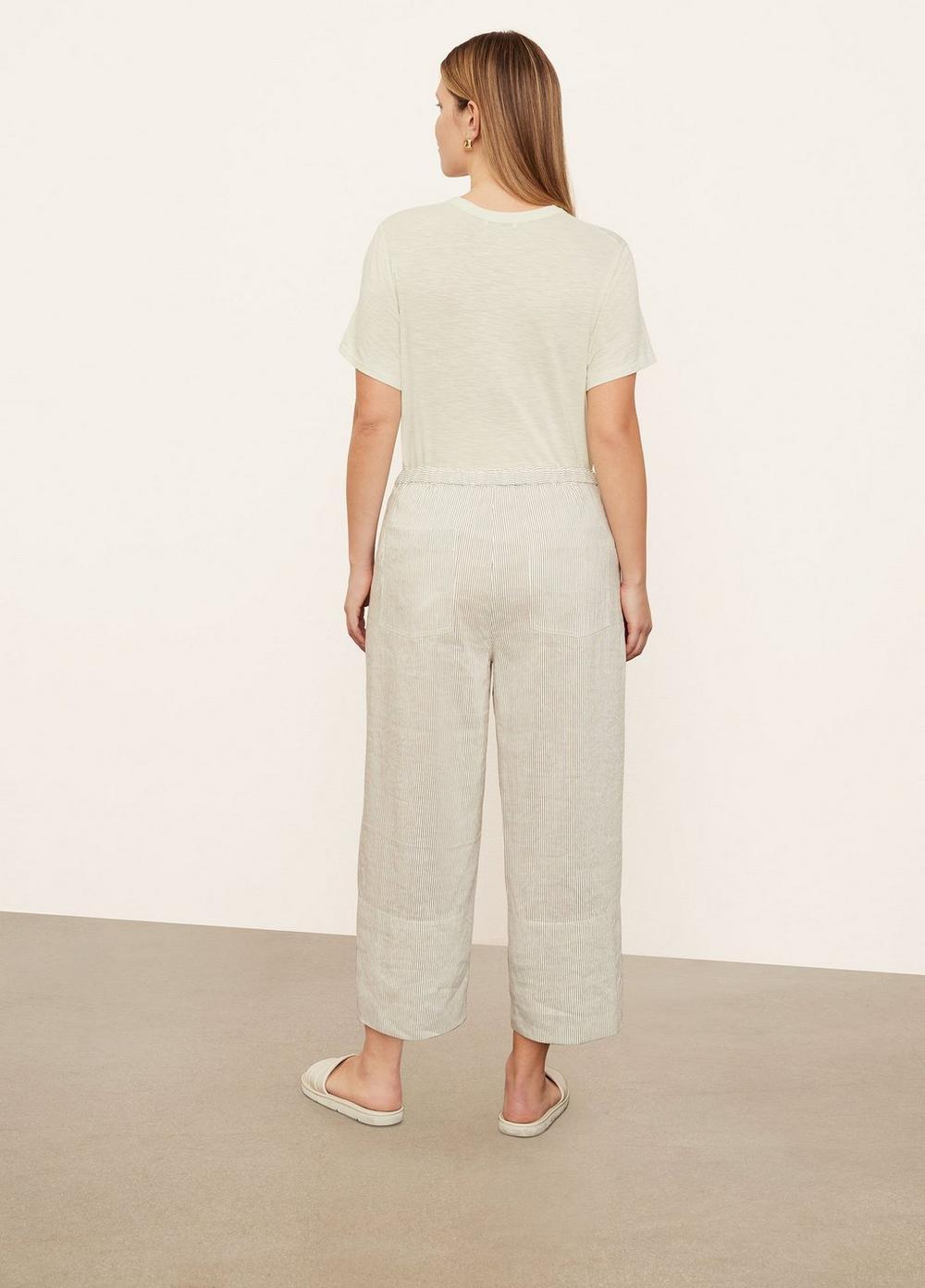 Womens Striped Pull-On Cropped Pant, White/black, Size 1XL Vince Product Image