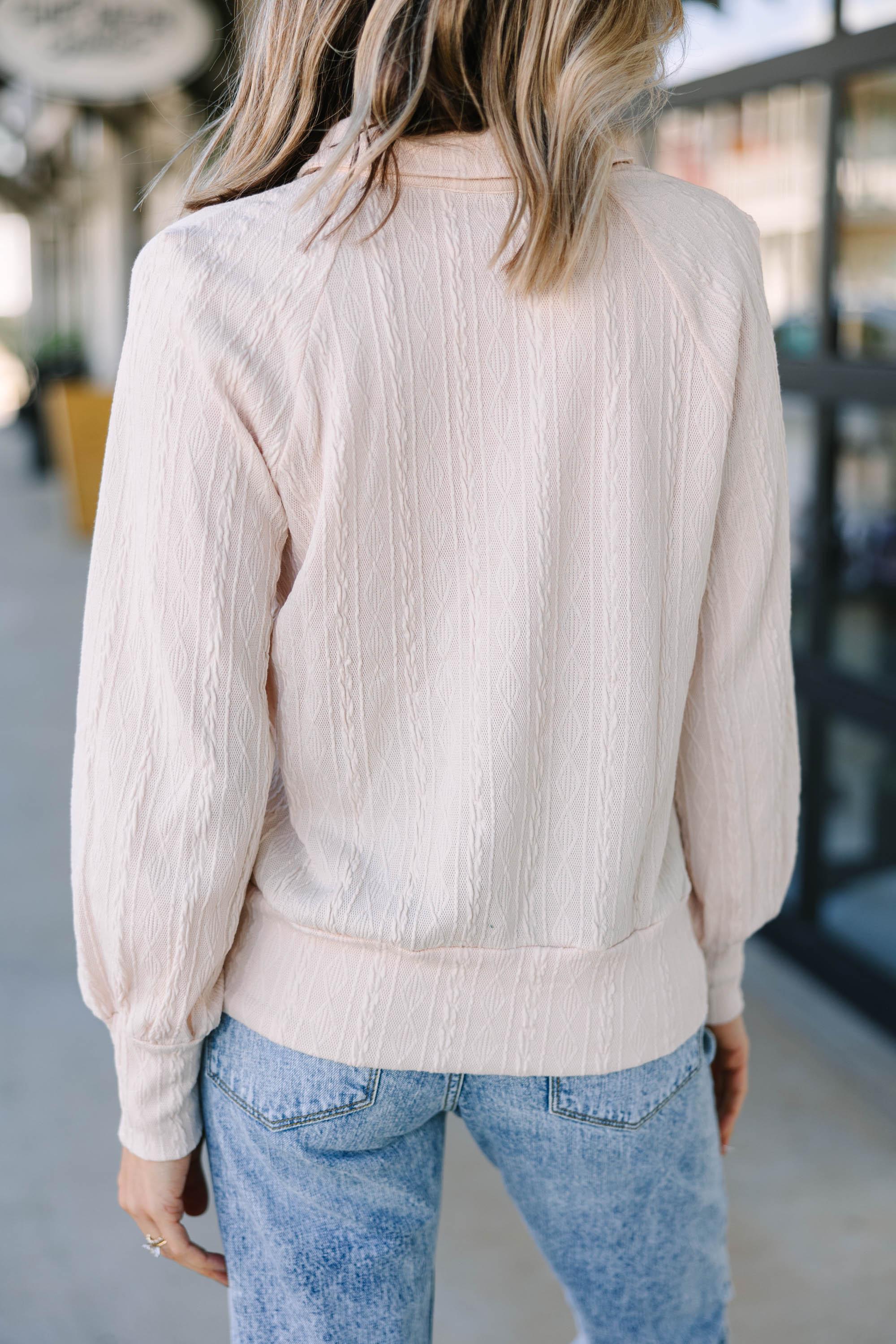 Keep You Happy Cream White Cable Knit Sweater Female Product Image