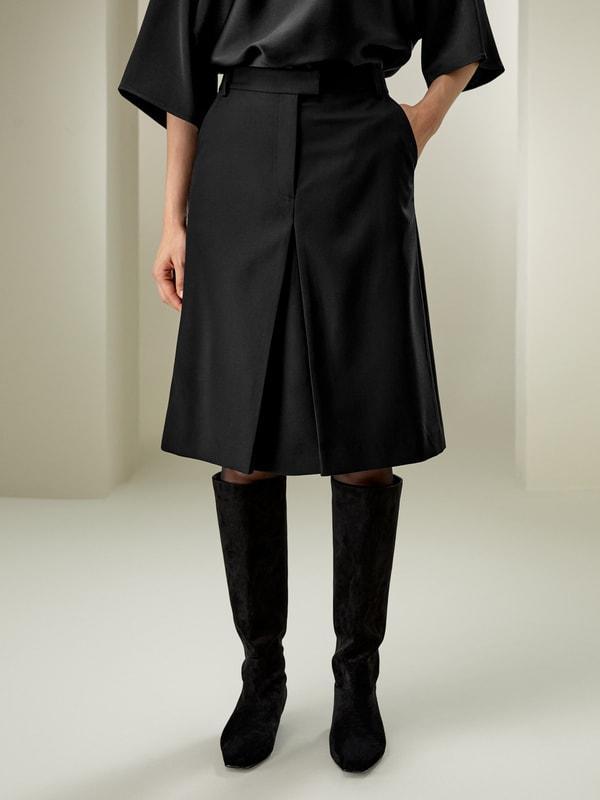 A-Line Wool Silk Blend Skirt Product Image