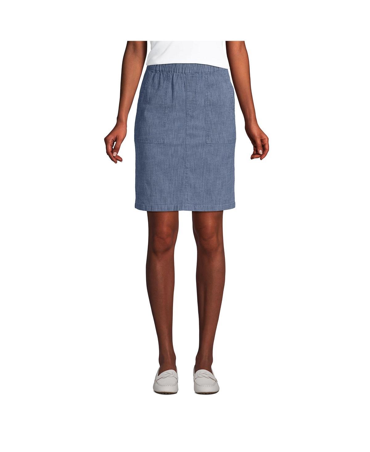 Petite Lands End Pull On Chino Skort, Womens Deep Blue Product Image